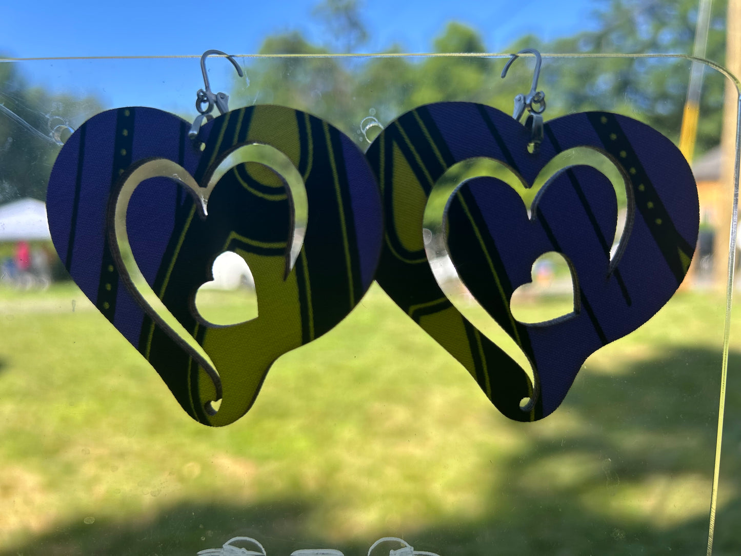 Rooted Radiance Large Size Lightweight Wooden Heart Design Earrings Hypoallergenic Statement Piece (Approximately 80mm) #501