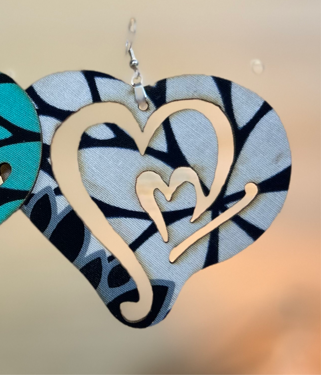 COLOR-202 Large Size Lightweight Wooden Heart Design Earrings Hypoallergenic Statement Piece (Approximately 80mm)