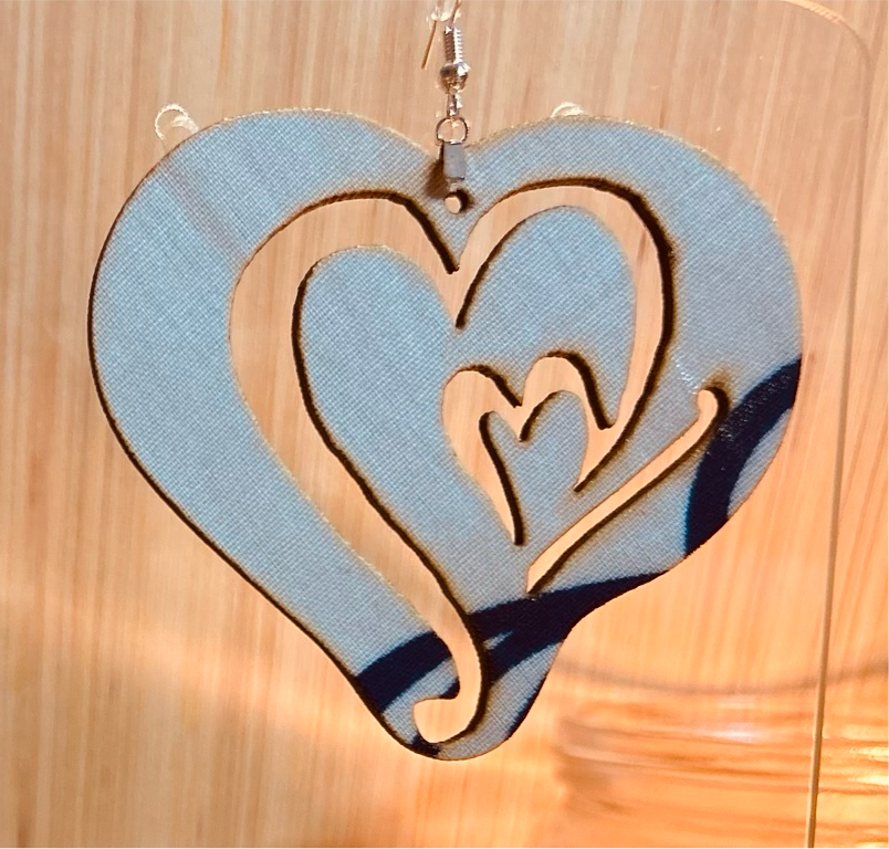 COLOR-420 Large Size Lightweight Wooden Heart Design Earrings Hypoallergenic Statement Piece (Approximately 80mm)