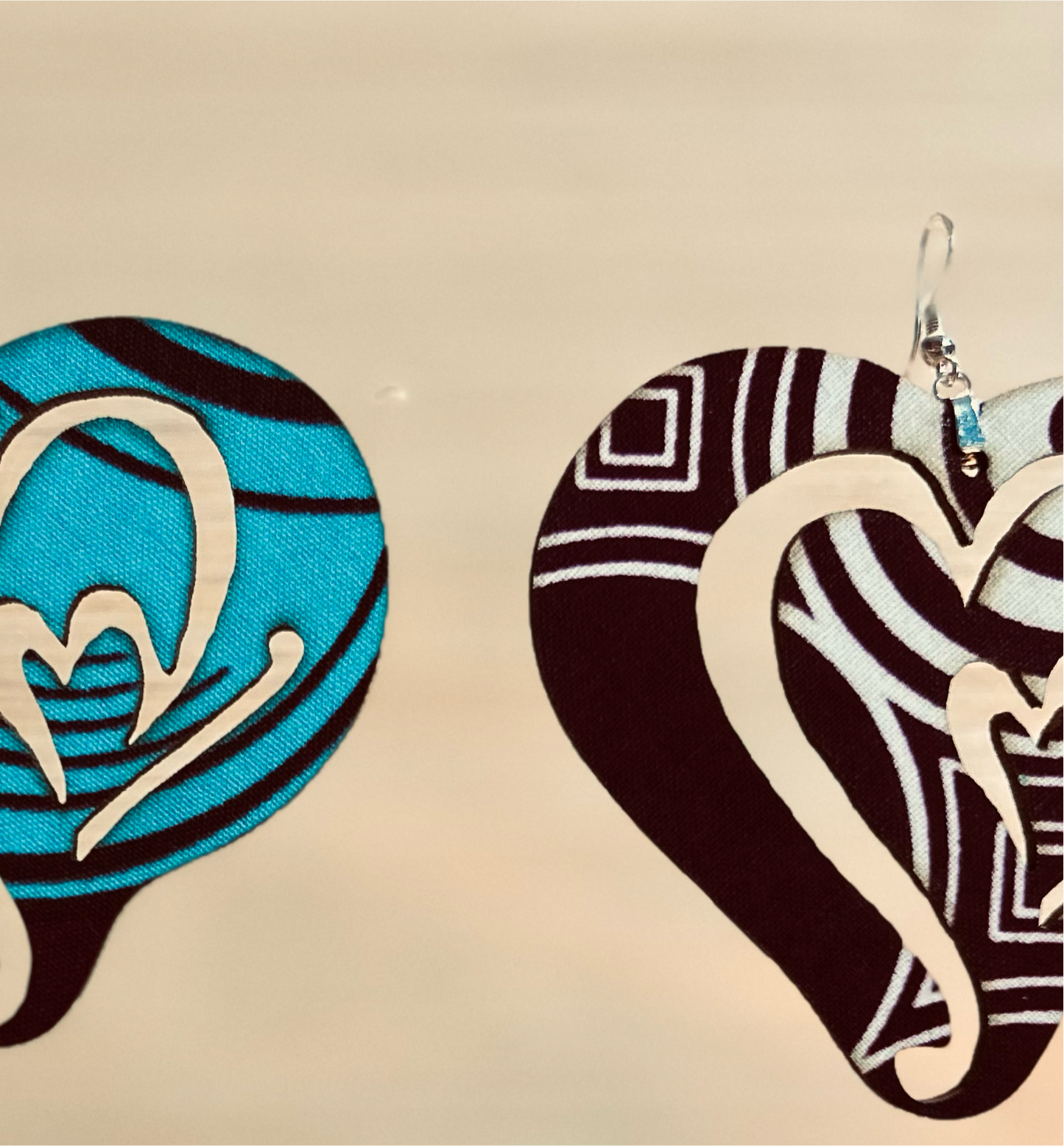 COLOR-215 Large Size Lightweight Wooden Heart Design Earrings Hypoallergenic Statement Piece (Approximately 75mm)