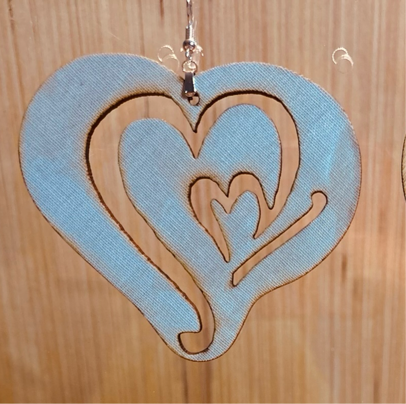 COLOR-420 Large Size Lightweight Wooden Heart Design Earrings Hypoallergenic Statement Piece (Approximately 80mm)