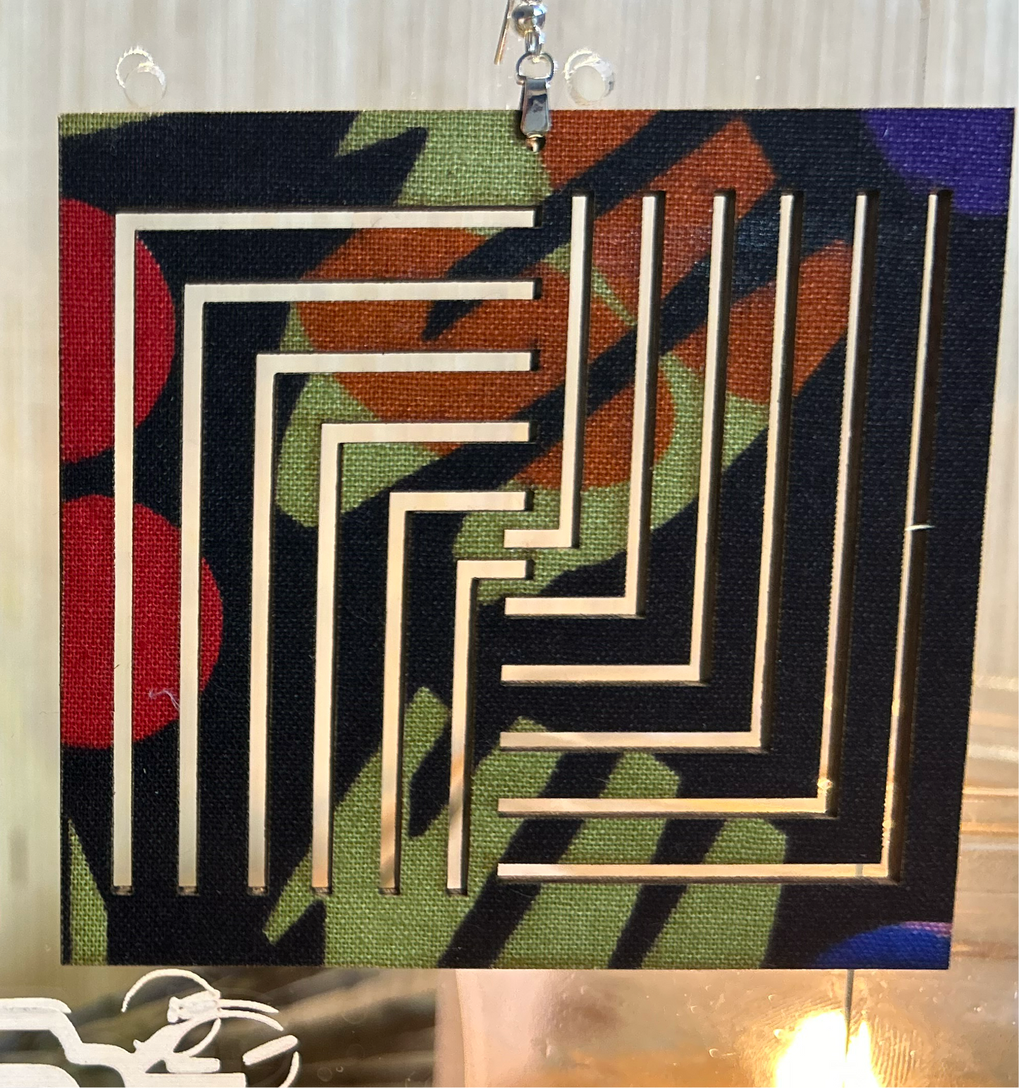 COLOR-101 Large Size Lightweight Wooden Sun Design Earrings Hypoallergenic Statement Piece (Approximately 90mm)