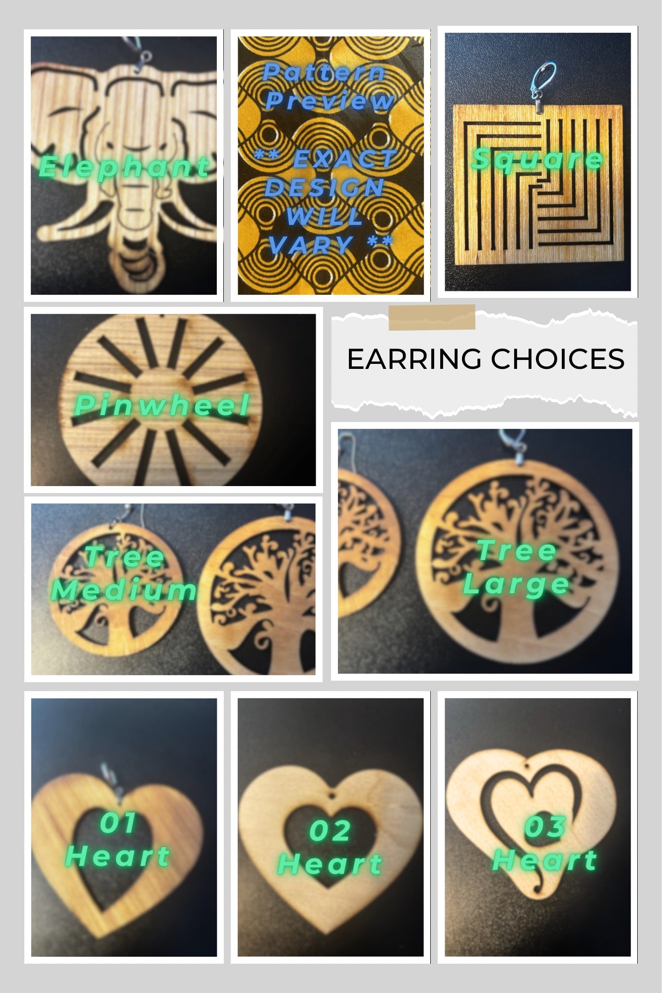 Corset Style Leather and Wood Belt with Matching Earrings African Print - BELT-SET