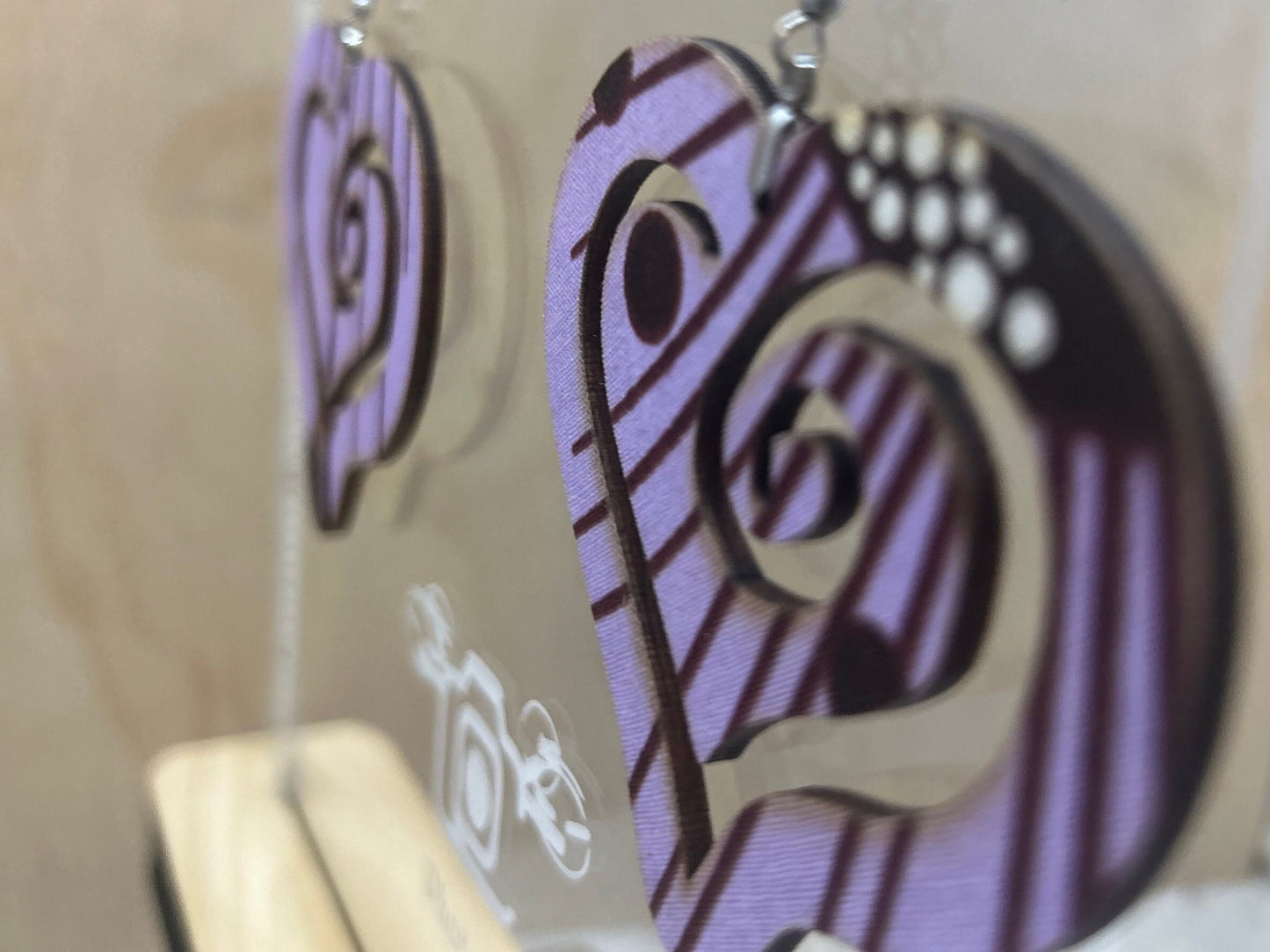 COLOR-20 Large Size Lightweight Wooden Heart Design Earrings Hypoallergenic Statement Piece (Approximately 80mm)