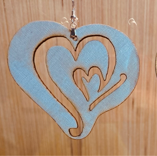 COLOR-420 Large Size Lightweight Wooden Heart Design Earrings Hypoallergenic Statement Piece (Approximately 80mm)