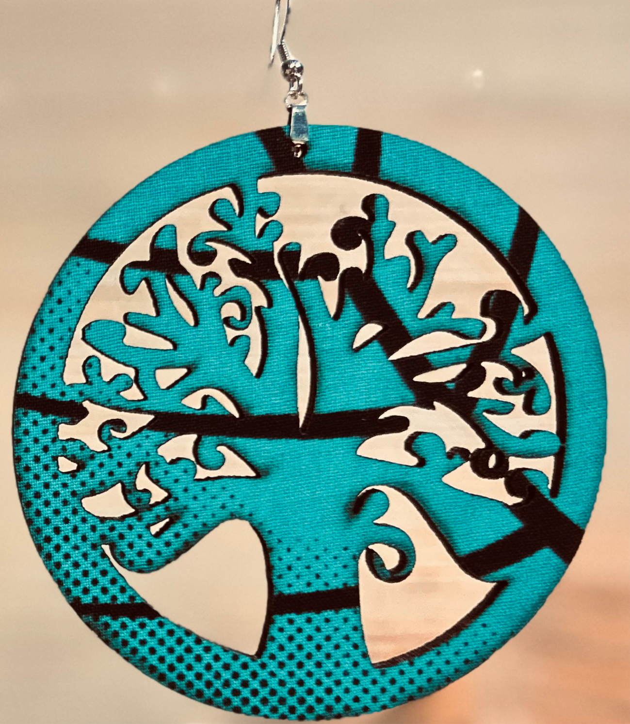 COLOR-209 Large Size Lightweight Wooden Tree Design Earrings Hypoallergenic Statement Piece (Approximately 80mm)